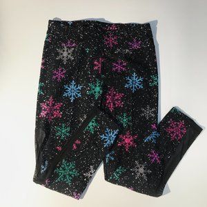 Junior Girls High Waist Snowflake Leggings